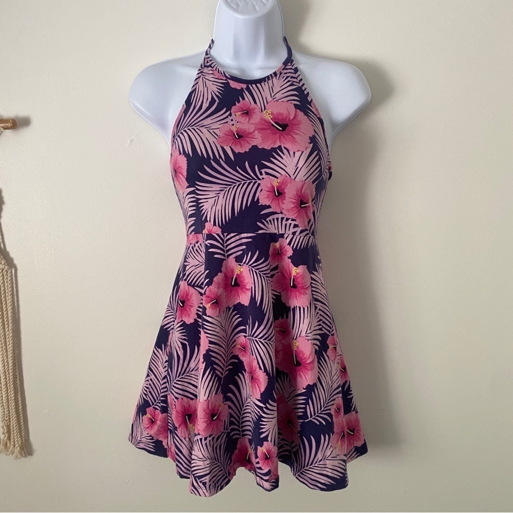 Victoria’s Secret PINK Floral Tropical Halter Dress in Pink and Blue Skater XS - Picture 2 of 7